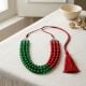 HandcraftedJewelry Red Green Layered Bead Necklace